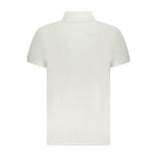 White Cavalli Class men's cotton polo shirt with a classic collar and short sleeves, displayed on a plain background.