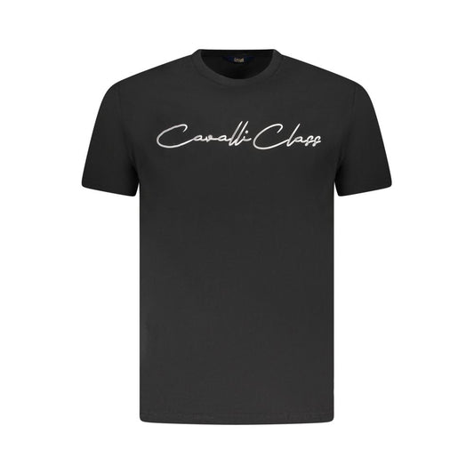 Cavalli Class Black Cotton Men T-Shirt Cavalli Class