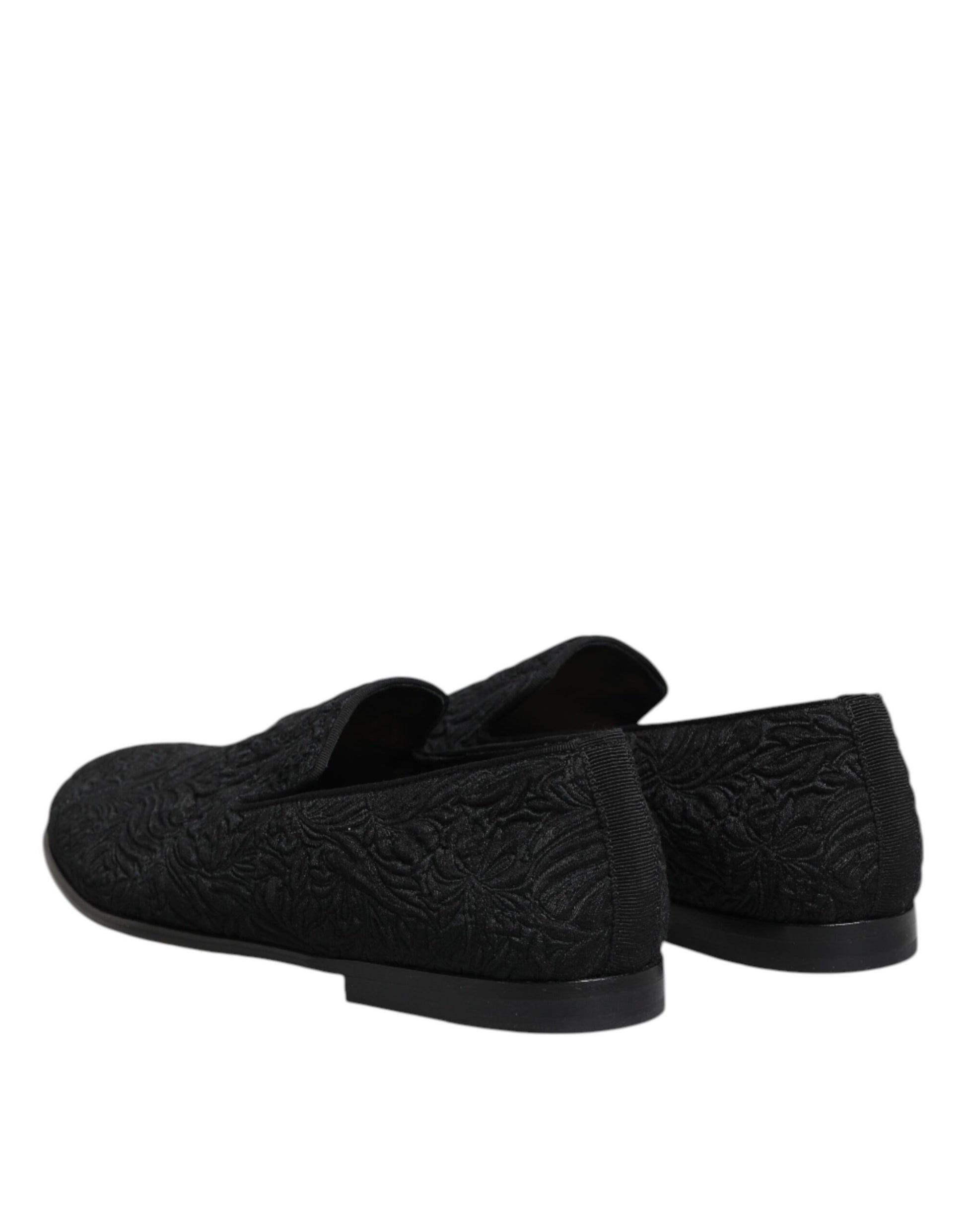 Dolce & Gabbana Black Jacquard Slip On Loafers Formal Shoes Dolce & Gabbana