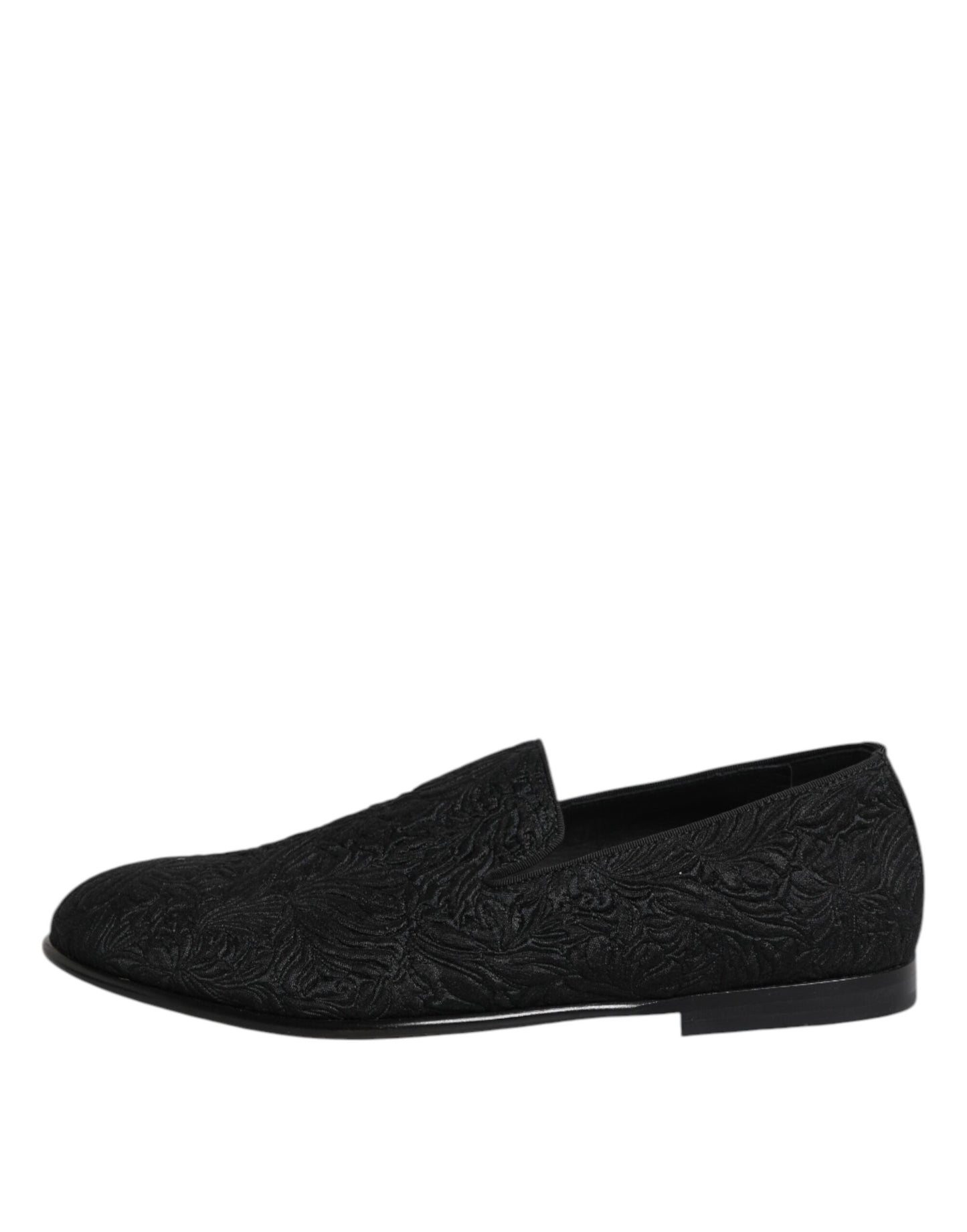 Dolce & Gabbana Black Jacquard Slip On Loafers Formal Shoes Dolce & Gabbana
