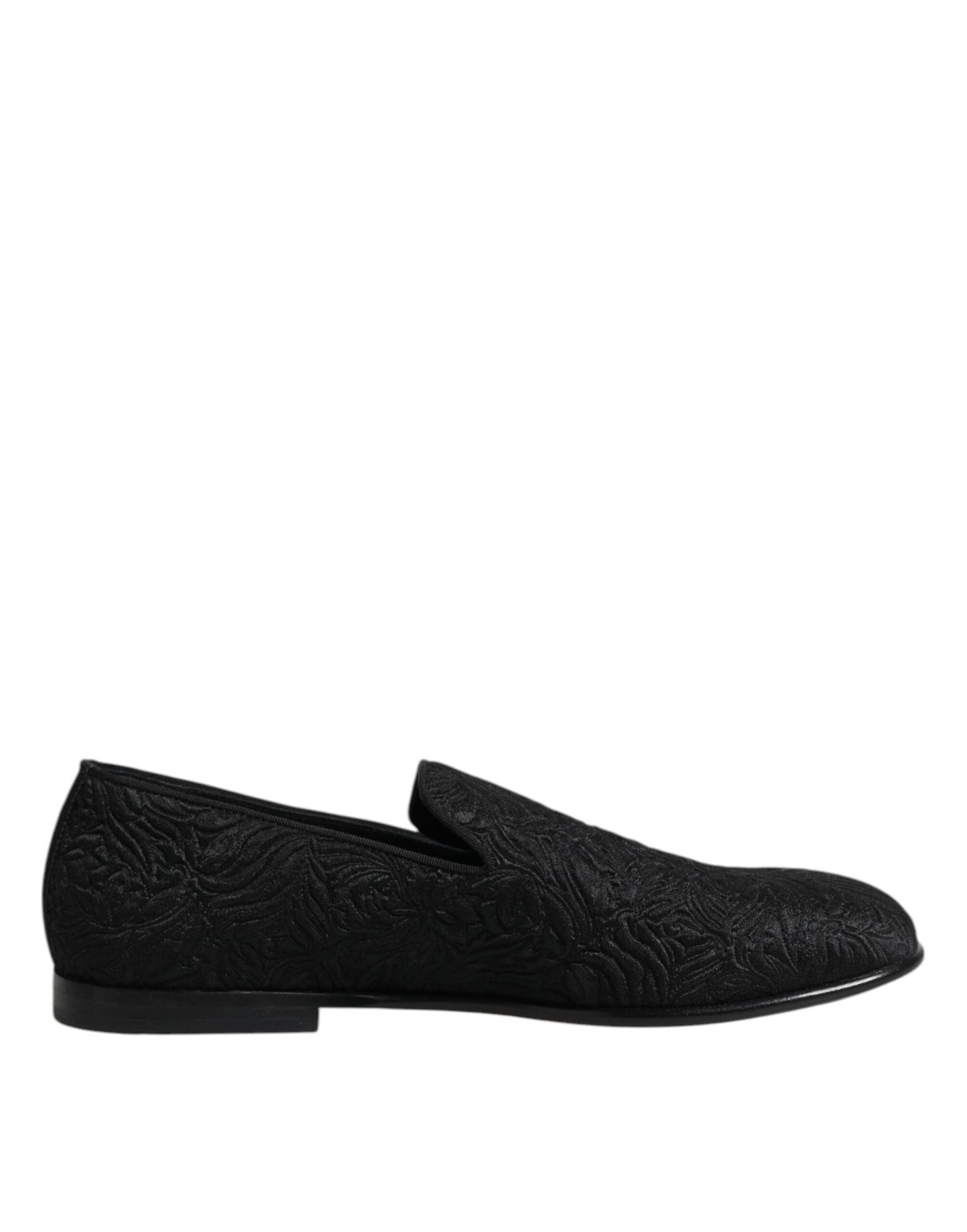 Dolce & Gabbana Black Jacquard Slip On Loafers Formal Shoes Dolce & Gabbana