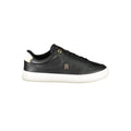 Black Tommy Hilfiger polyurethane women's sneakers with sleek design and logo accents, suitable for casual wear.