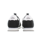 Black polyester men's sneaker by U.S. POLO ASSN. with a sleek design and comfortable fit, shown from a side angle.