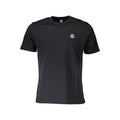 Black cotton men's T-shirt by North Sails with a classic crew neck and minimal design, displayed flat against a white background.