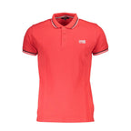 Cavalli Class Rosso cotton men's polo shirt with a classic collar and short sleeves, featuring subtle branding details.