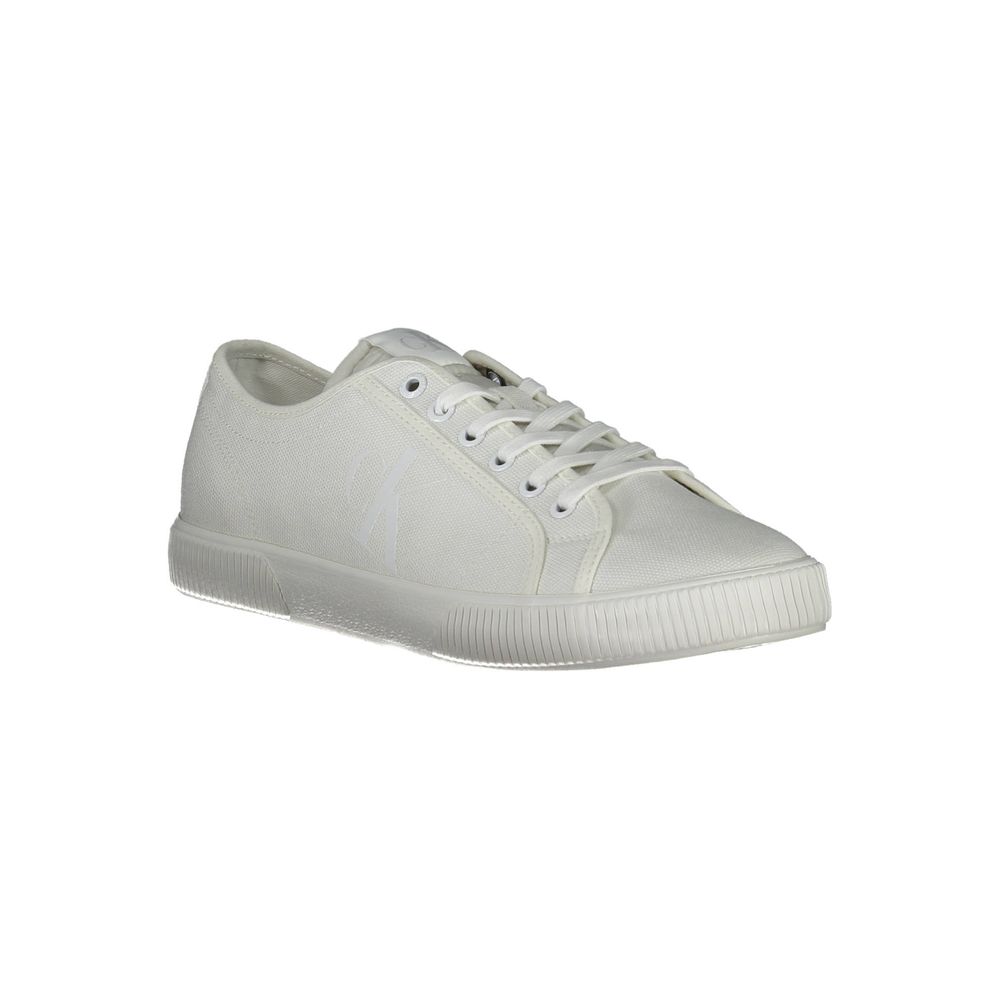 Calvin Klein white cotton men's sneaker with lace-up design and casual style, featuring a clean, minimalist look.