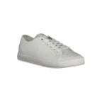 Calvin Klein white cotton men's sneaker with lace-up design and casual style, featuring a clean, minimalist look.