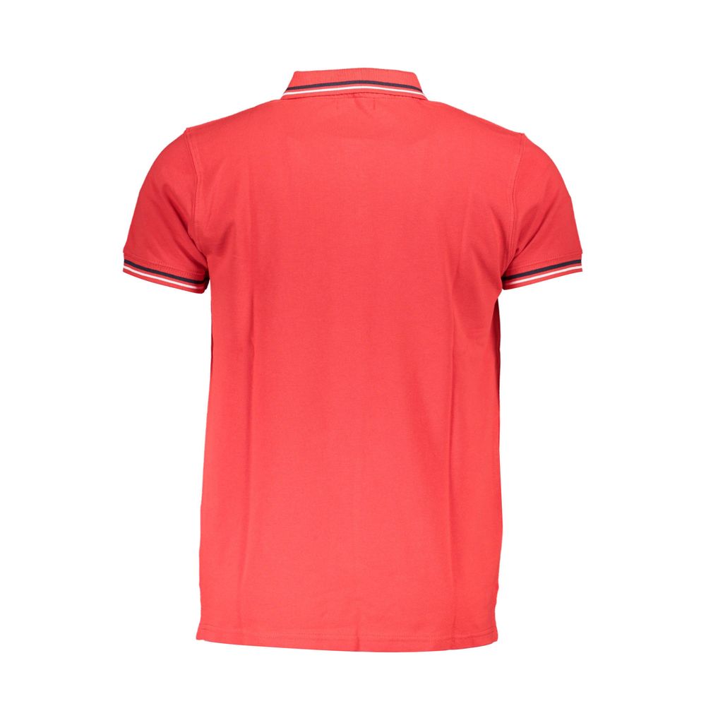 Cavalli Class Rosso cotton men's polo shirt with a classic collar and short sleeves, featuring subtle branding details.