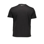 Black men's cotton T-shirt by Plein Sport, featuring a classic crew neck and comfortable fit, shown on a plain background.