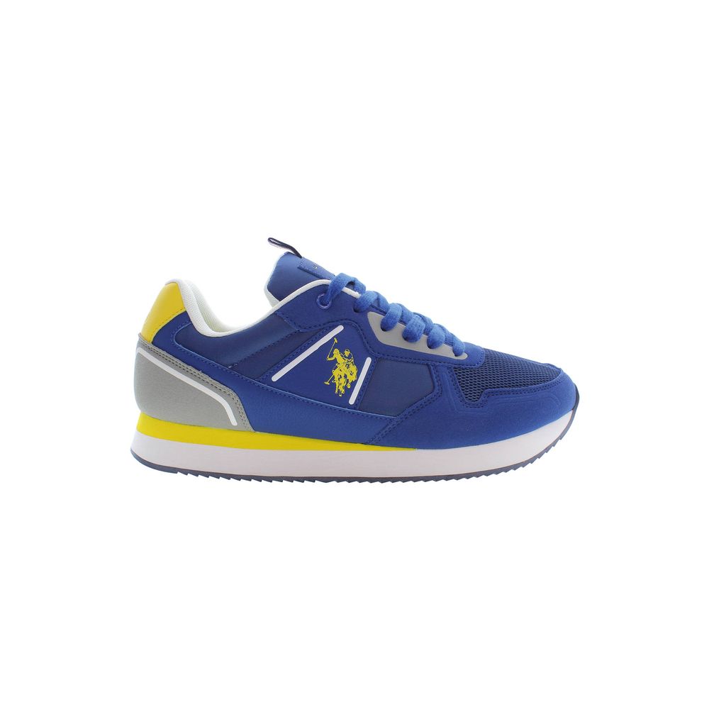 U.S. POLO ASSN. men's blue polyester sneaker with white sole and laces, casual athletic shoe for everyday wear.