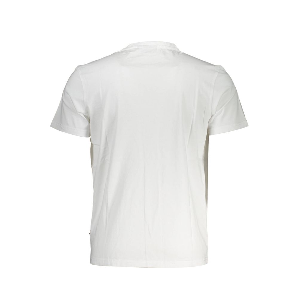 Napapijri Bianco cotton men's T-shirt with a crew neck and short sleeves, featuring the brand logo on the chest.
