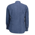 U.S. POLO ASSN. men's blue cotton shirt with collar and button-down front, casual style for everyday wear.