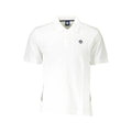North Sails Bianco Cotton men's polo shirt displayed on a hanger, featuring a classic collar and short sleeves.