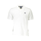 North Sails Bianco Cotton men's polo shirt displayed on a hanger, featuring a classic collar and short sleeves.