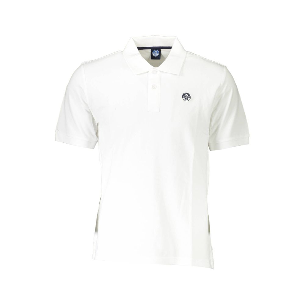North Sails Bianco Cotton men's polo shirt displayed on a hanger, featuring a classic collar and short sleeves.