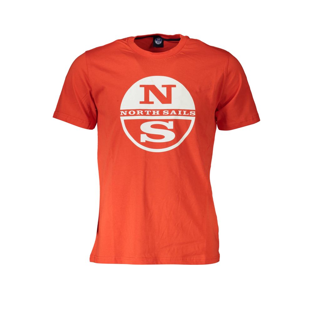 North Sails Rosso cotton men's T-shirt featuring a classic crew neck and logo detail, in a vibrant red color.