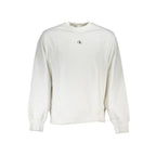 White cotton men's sweatshirt by Calvin Klein featuring a classic fit and subtle branding on the chest.