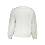 White cotton men's sweatshirt by Calvin Klein, featuring a classic crew neck and minimalist design.