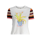 Desigual Bianco cotton women's T-shirt with a simple, classic design and short sleeves, displayed flat on a white background.