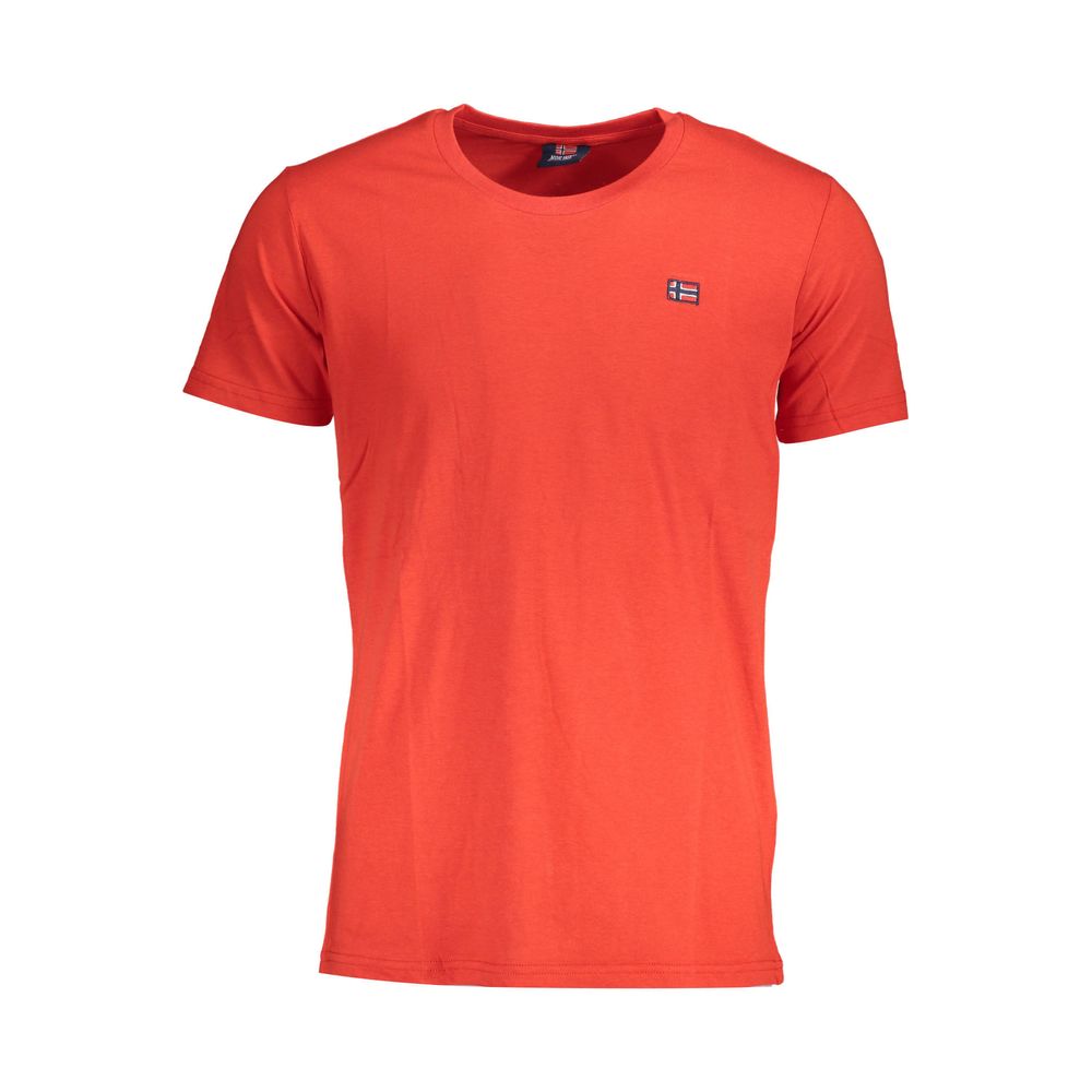 Norway 1963 Rosso cotton men's T-shirt with red color and crew neck, featuring simple, classic design.