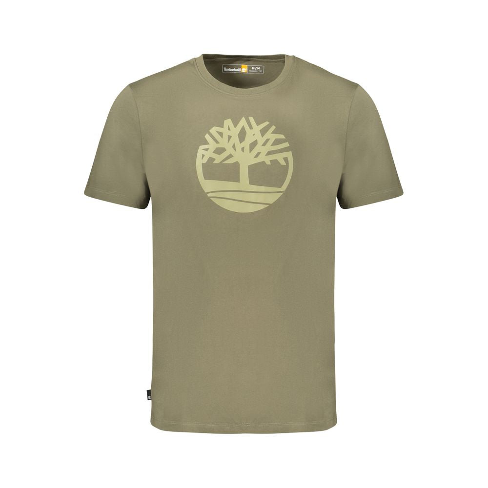 Timberland Verde Cotton Men’s T-Shirt in green, casual short-sleeve crewneck made of soft cotton fabric.