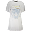 Cavalli Class Bianco cotton women's T-shirt with short sleeves and round neckline, casual stylish top for everyday wear.