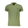 Cavalli Class green cotton men's polo shirt with a classic collar and short sleeves, featuring subtle branding details.