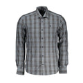 North Sails Grigio cotton men's shirt displayed on a hanger, featuring a classic collar and button-down front.