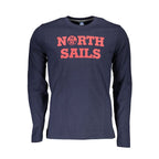 North Sails Blu Cotton Men’s T-Shirt, casual short-sleeve top with the North Sails logo on the chest, in blue fabric.