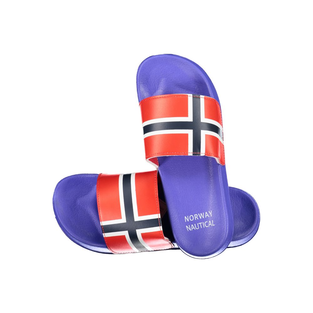 Norway 1963 men's blue plastic ciabatta slippers with textured soles, casual slip-on footwear for comfortable everyday wear.