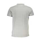 Men's Cavalli Class Grigio cotton polo shirt with collar and short sleeves, casual style, front buttons, and brand logo detail.