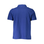 Blue cotton men's polo shirt by North Sails, featuring a classic fit and collar, displayed flat on a white background.