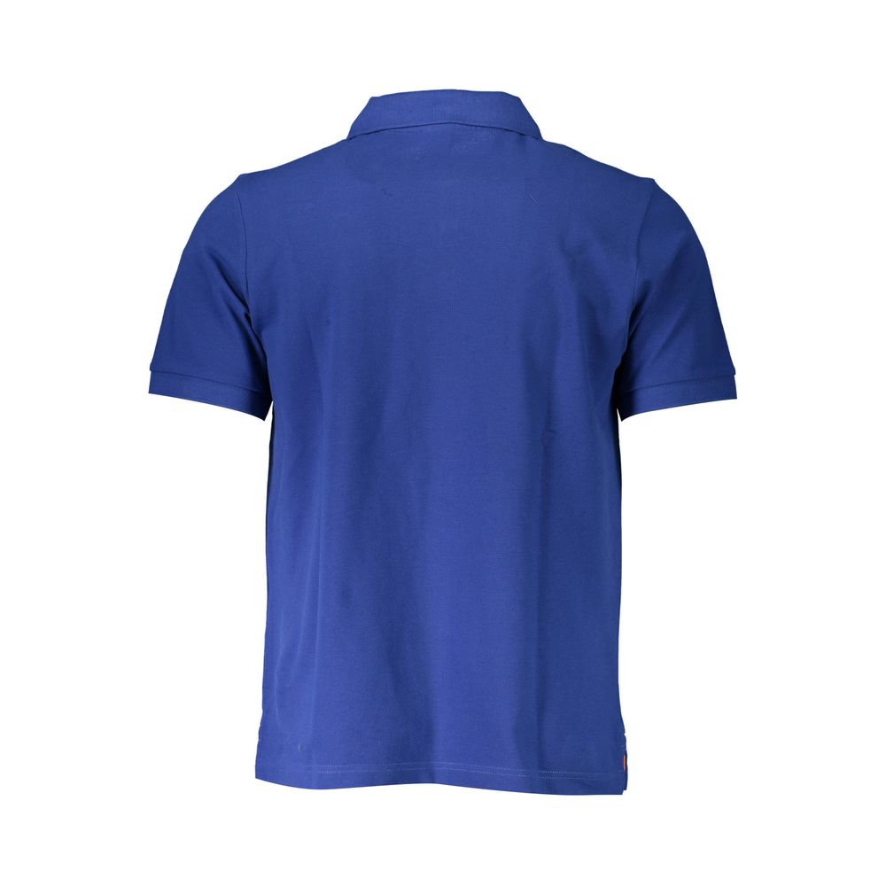 Blue cotton men's polo shirt by North Sails, featuring a classic fit and collar, displayed flat on a white background.