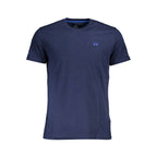 Blue cotton men's T-shirt by La Martina with a classic fit and crew neckline, displayed on a plain background.