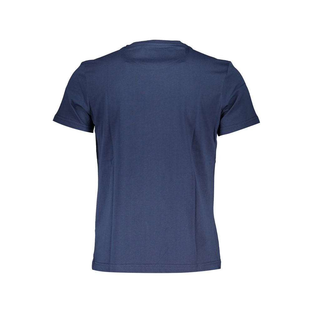 La Martina blue cotton men's T-shirt with crew neck and short sleeves, casual style.
