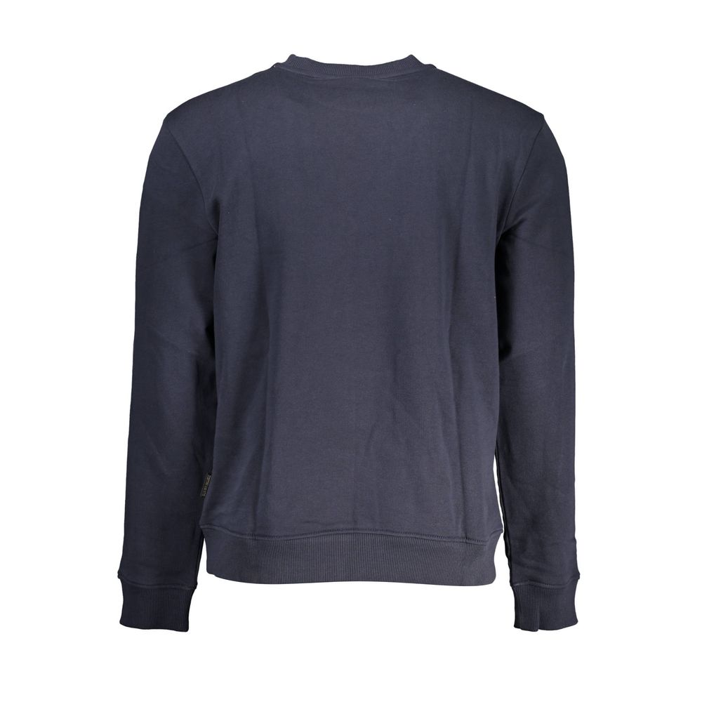 Napapijri men's blue cotton sweatshirt with a relaxed fit and ribbed cuffs, featuring a classic crew neckline.