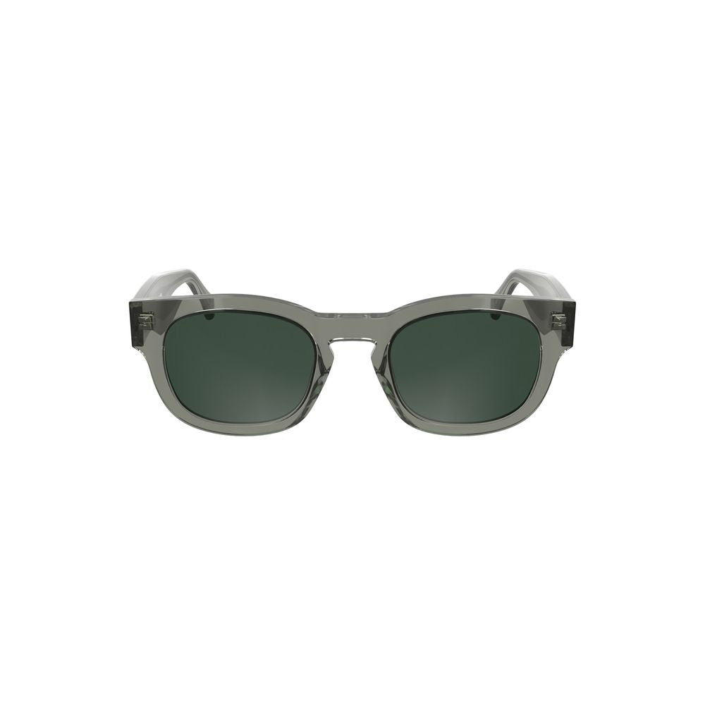 Calvin Klein Grigio acetate women's sunglasses with rounded frames and dark lenses, stylish and modern eyewear.