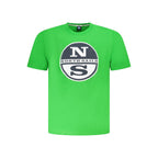 North Sails Verde cotton men's T-shirt, green color, casual fit, front view showing neckline and logo detail.