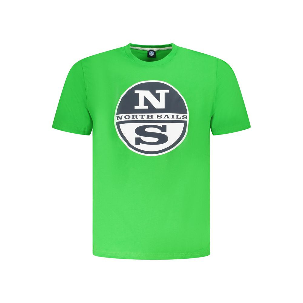 North Sails Verde cotton men's T-shirt, green color, casual fit, front view showing neckline and logo detail.