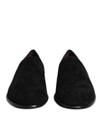 Dolce & Gabbana Black Suede Slip On Loafers Formal Shoes