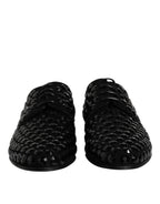 Dolce & Gabbana Black Suede Strass Derby Formal Shoes - Eljoys Fashion 
