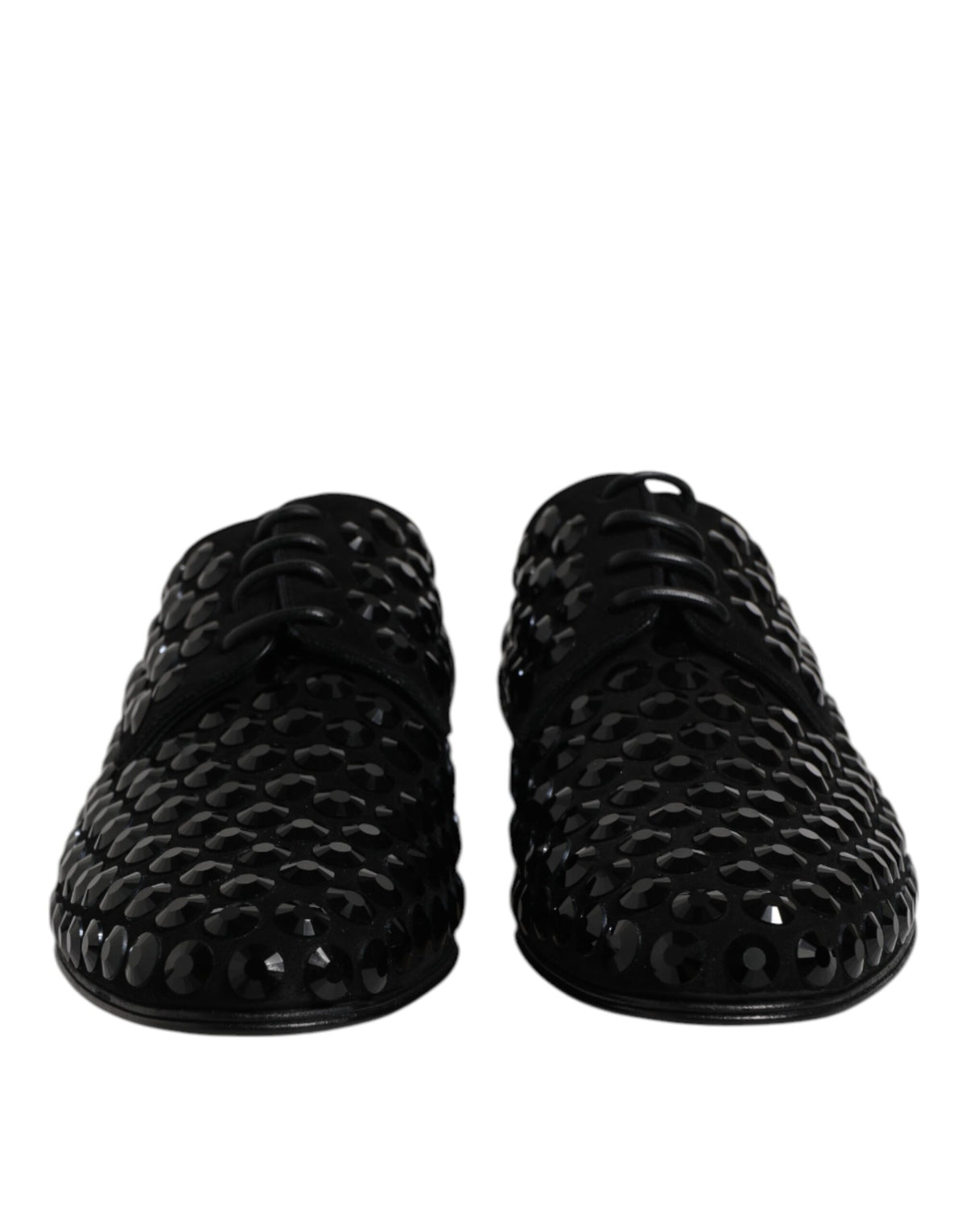 Dolce & Gabbana Black Suede Strass Derby Formal Shoes - Eljoys Fashion 