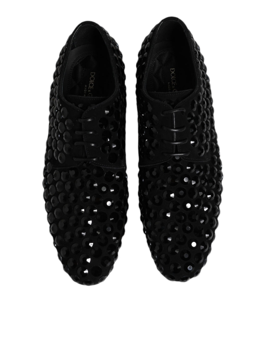 Dolce & Gabbana Black Suede Strass Derby Formal Shoes - Eljoys Fashion 
