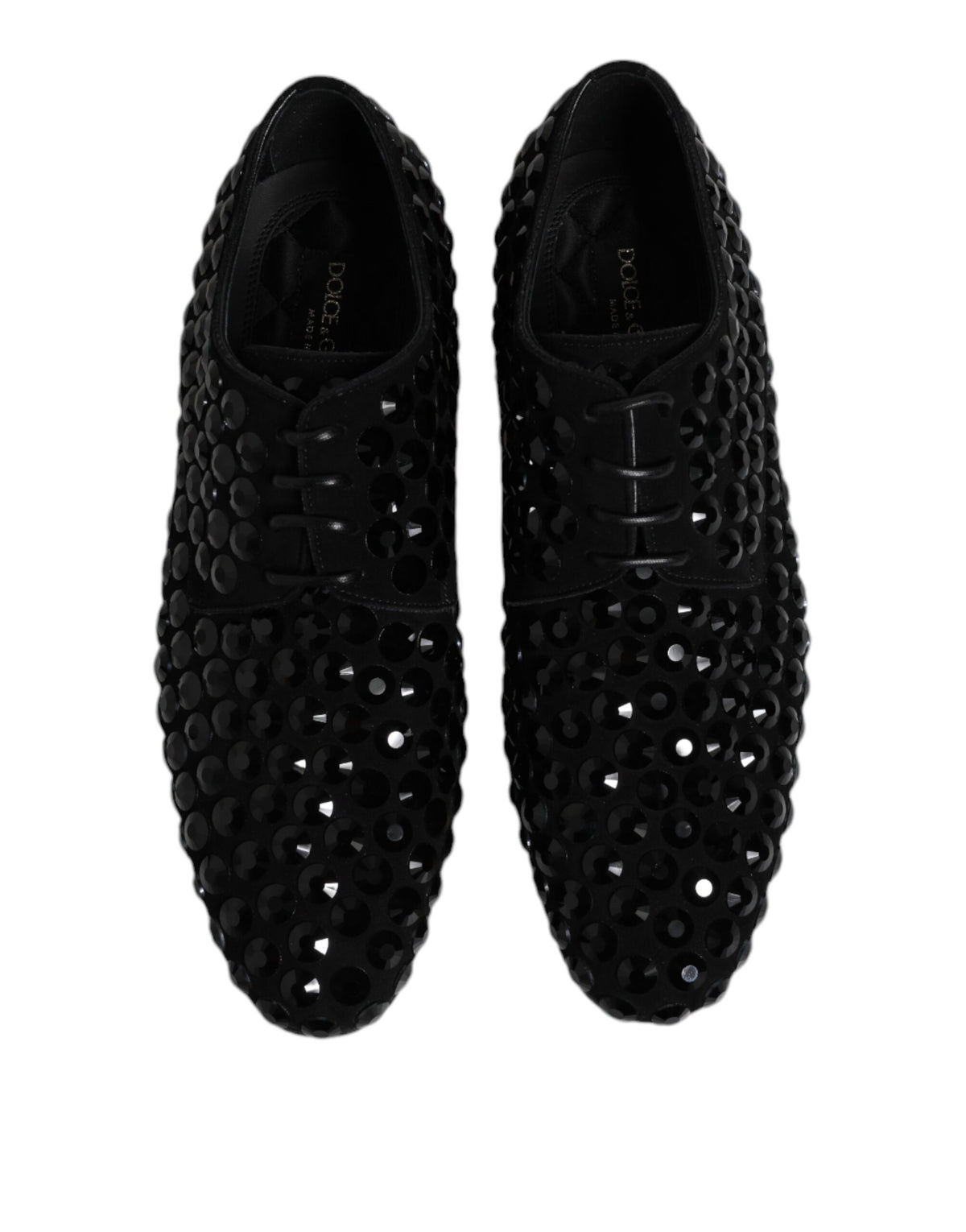 Dolce & Gabbana Black Suede Strass Derby Formal Shoes - Eljoys Fashion 