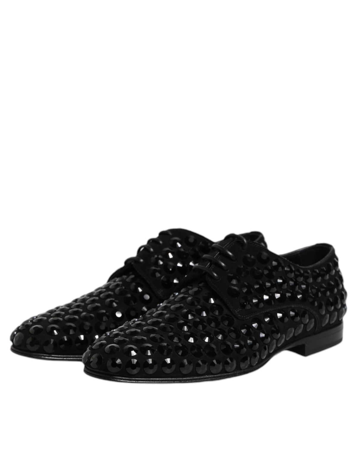 Dolce & Gabbana Black Suede Strass Derby Formal Shoes - Eljoys Fashion 