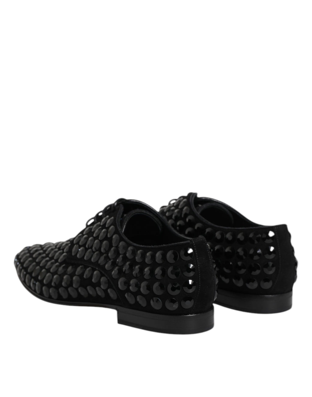 Dolce & Gabbana Black Suede Strass Derby Formal Shoes - Eljoys Fashion 