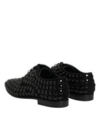 Dolce & Gabbana Black Suede Strass Derby Formal Shoes - Eljoys Fashion 