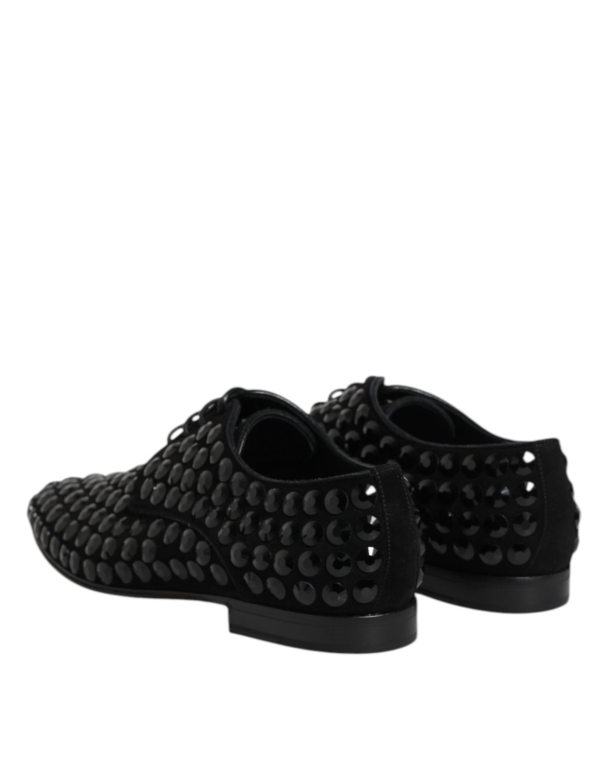 Dolce & Gabbana Black Suede Strass Derby Formal Shoes - Eljoys Fashion 