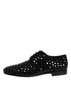 Dolce & Gabbana Black Suede Strass Derby Formal Shoes - Eljoys Fashion 
