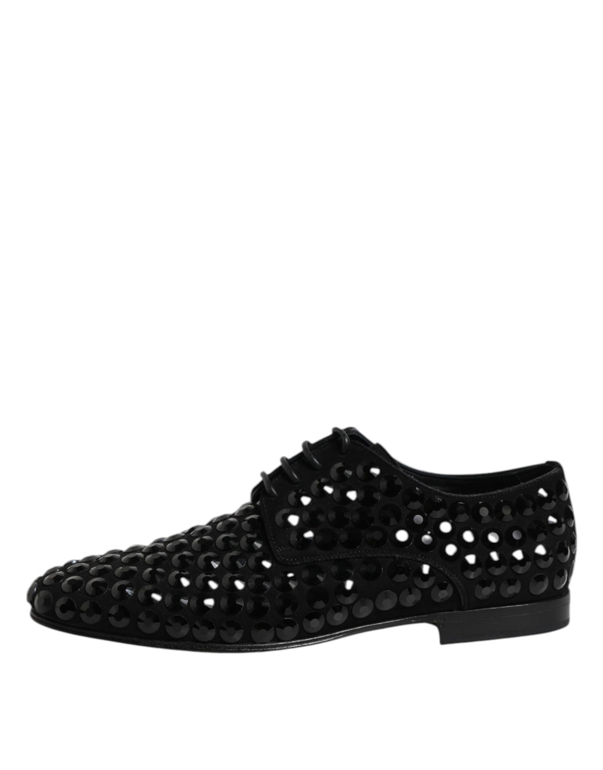 Dolce & Gabbana Black Suede Strass Derby Formal Shoes - Eljoys Fashion 